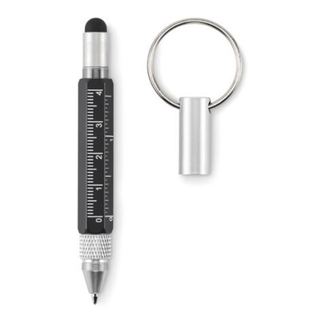 Key ring with twist action pen