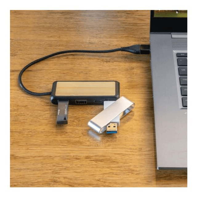 Link RCS recycled plastic and bamboo dual Input USB hub