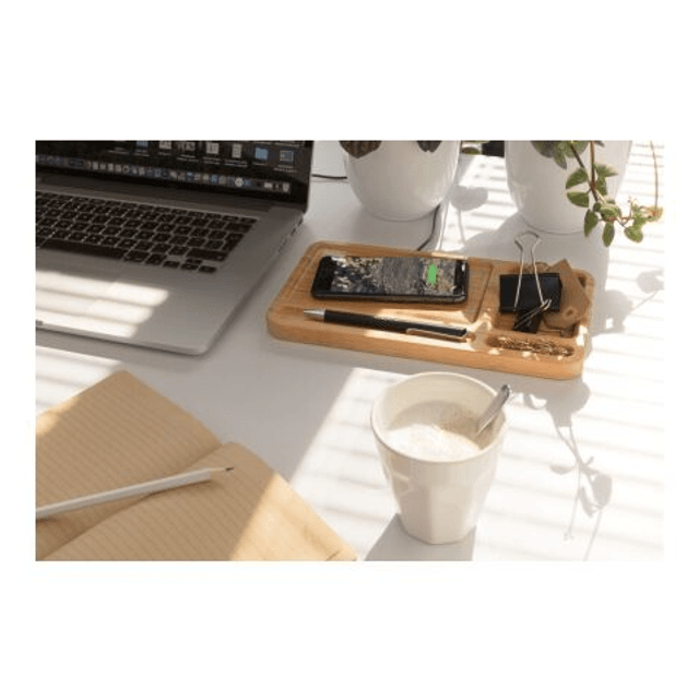 Bamboo desk organiser 5W wireless charger