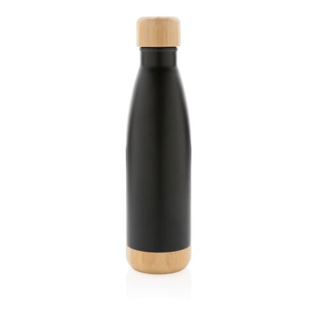 Vacuum stainless steel bottle with bamboo lid and bottom
