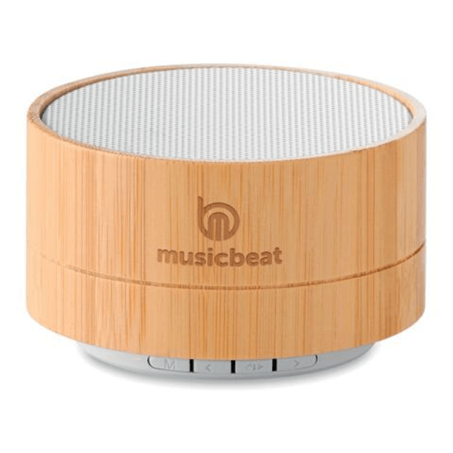 Round 3W bamboo wireless speaker