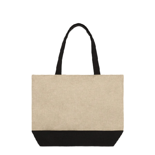 Linen Shopping Bag With Black Base