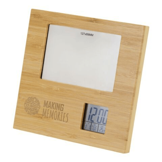 Sasa bamboo photo frame with weather station