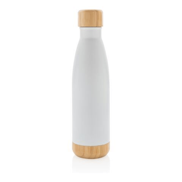 Vacuum stainless steel bottle with bamboo lid and bottom
