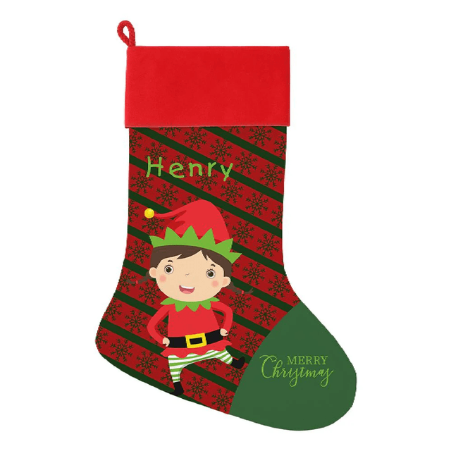 Charpie Red Christmas Stocking - 30 x 45 cm