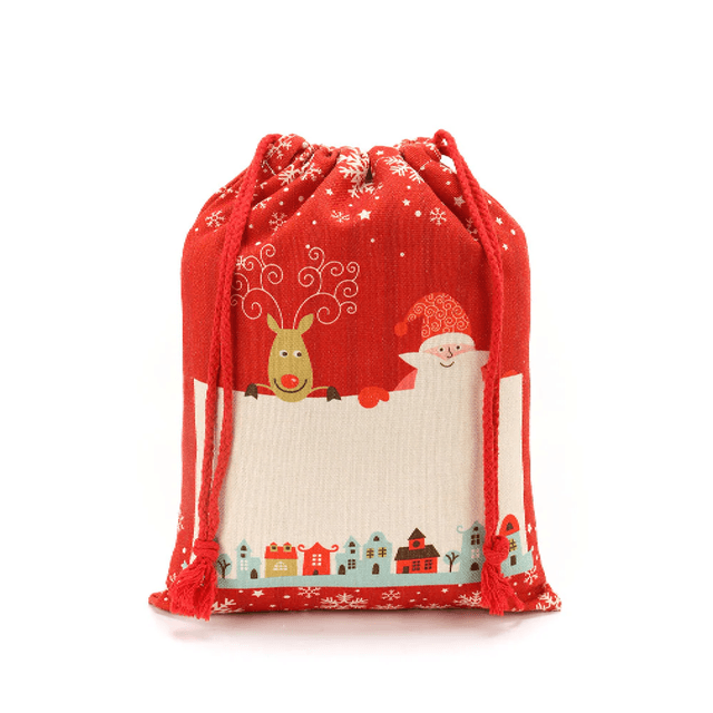  Linen Christmas Gift Sack with Drawstring