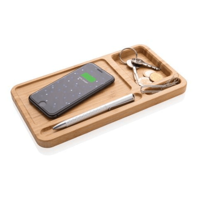 Bamboo desk organiser 5W wireless charger
