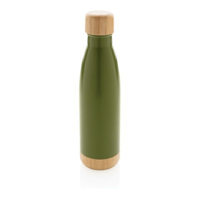 Vacuum stainless steel bottle with bamboo lid and bottom