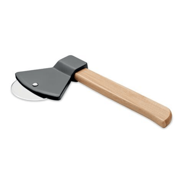 Pizza cutter bamboo handle