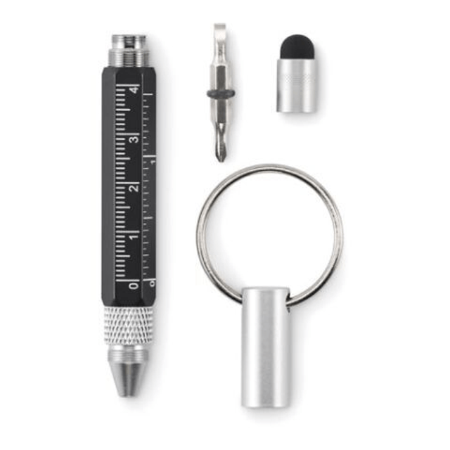 Key ring with twist action pen