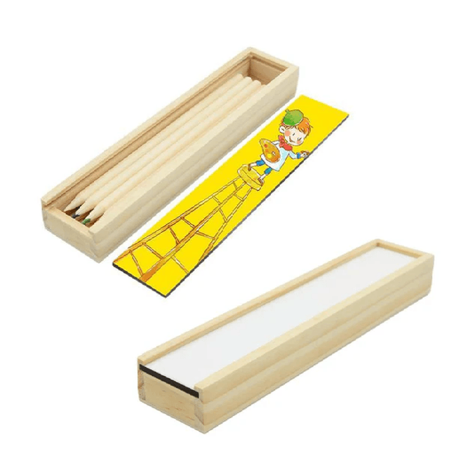 Wooden Pencil case with pencils