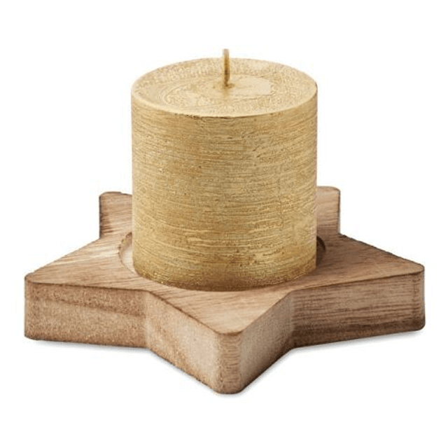 Candle on star wooden base
