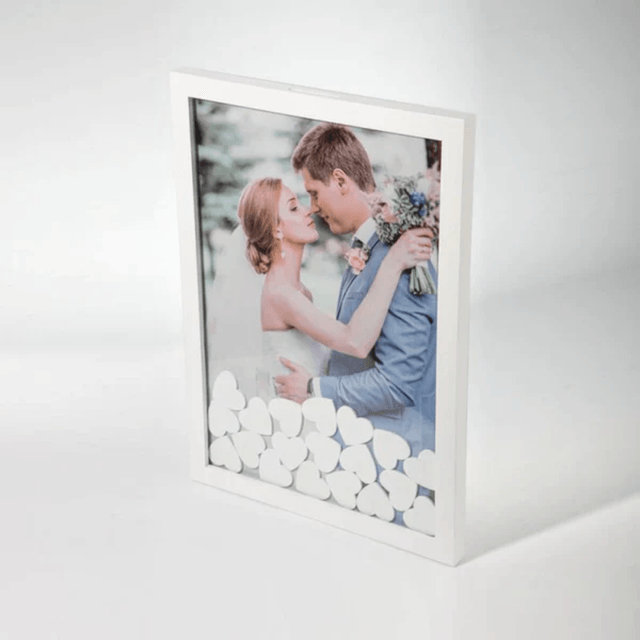 Wooden Guest Frame with heart blocks for Signature