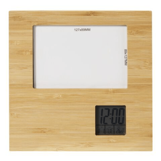 Sasa bamboo photo frame with weather station