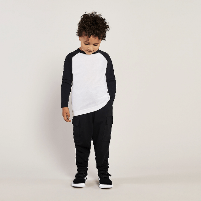 Kids Vanilla Long Sleeve Baseball Tee