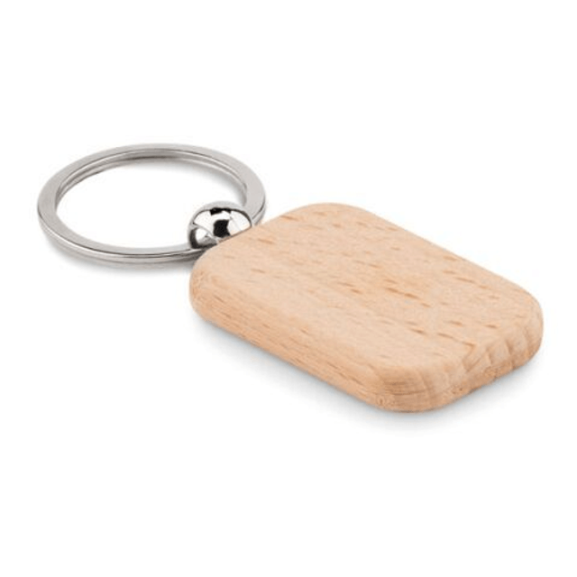 Rectangular wooden key ring