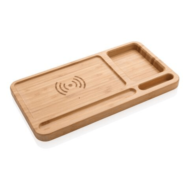 Bamboo desk organiser 5W wireless charger