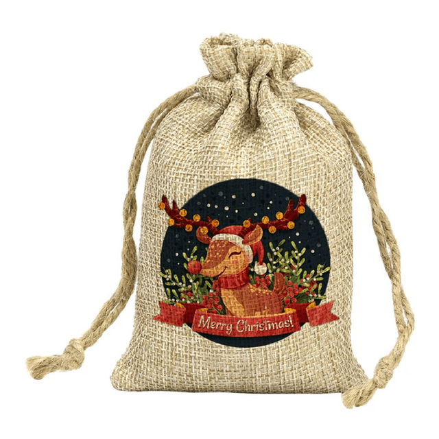 Faux Burlap Drawstring Bag
