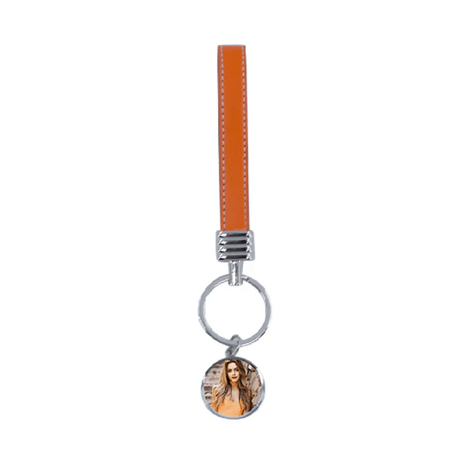 Round Keyring with Leather Hand Chain