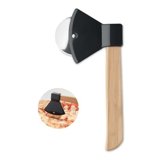 Pizza cutter bamboo handle