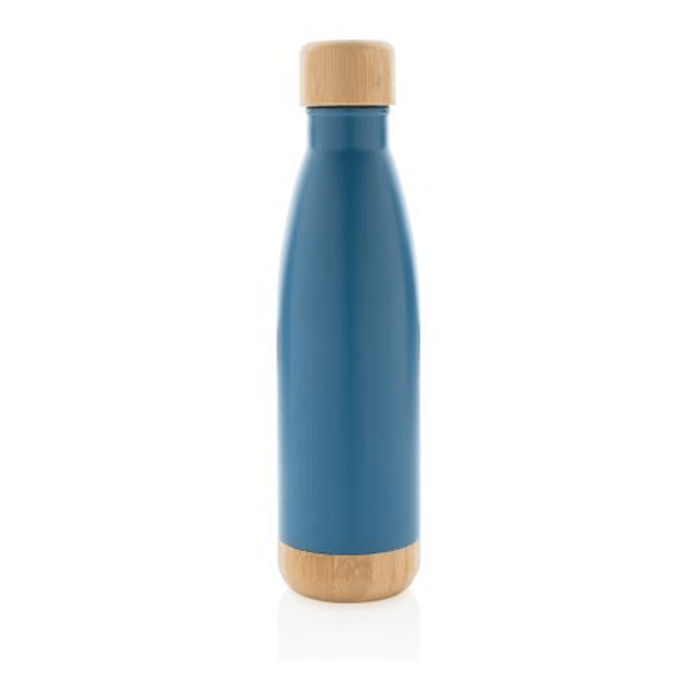 Vacuum stainless steel bottle with bamboo lid and bottom