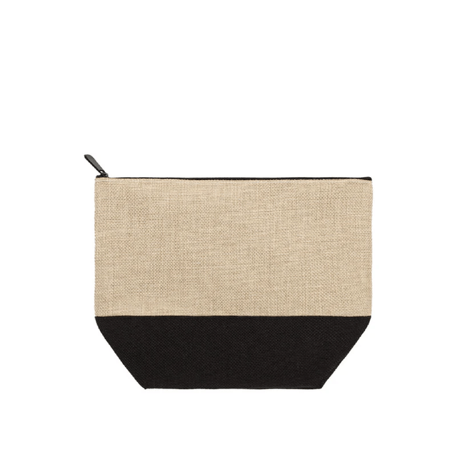 Linen Cosmetic Bag With Black Base