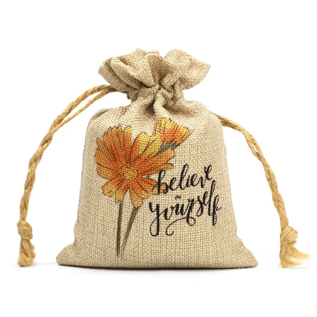Faux Burlap Drawstring Bag