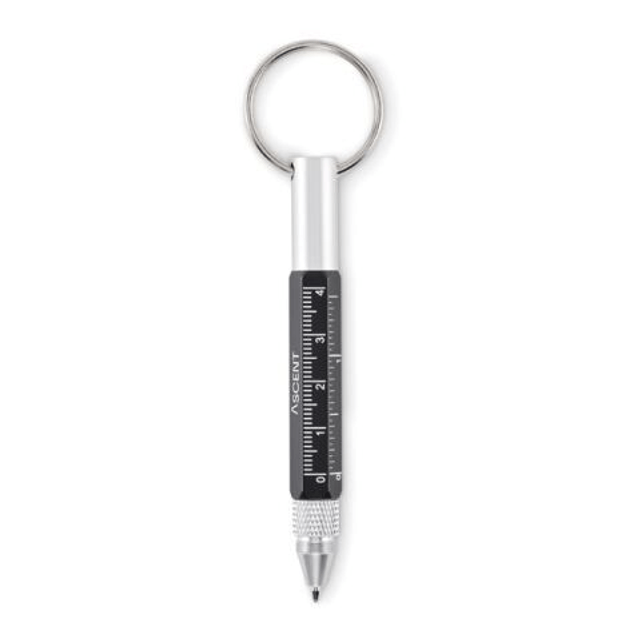 Key ring with twist action pen