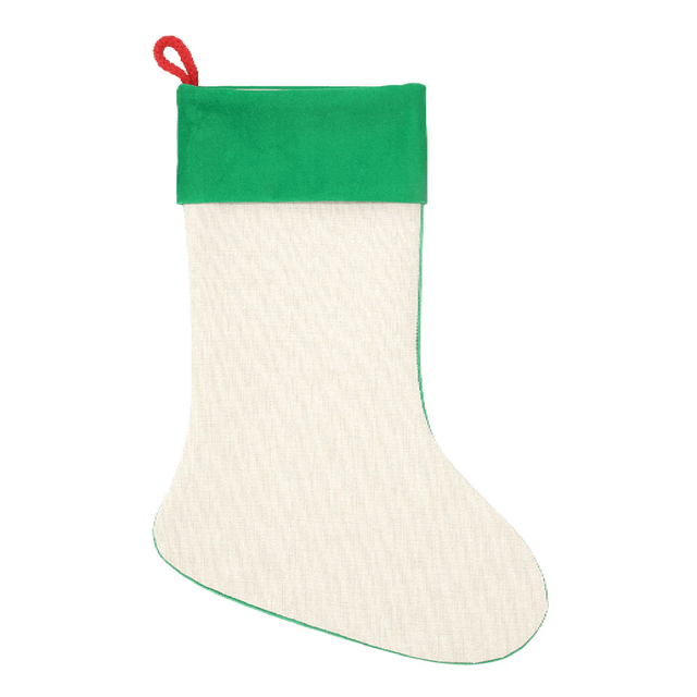 Linen Christmas Stocking Green - 30 x 45 cm