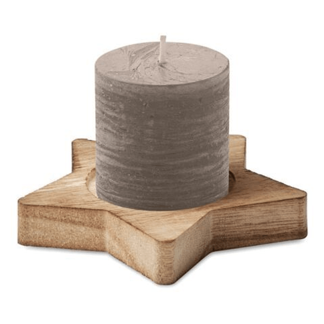 Candle on star wooden base
