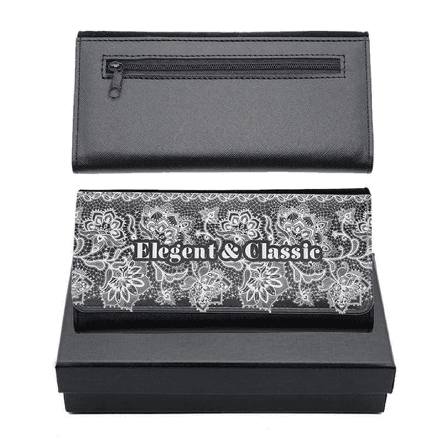 Large Leather Purse - Black + giftbox