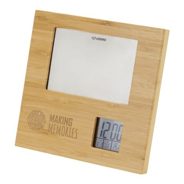 Sasa bamboo photo frame with weather station