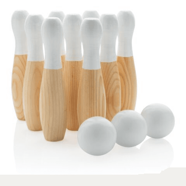 Wooden skittles set